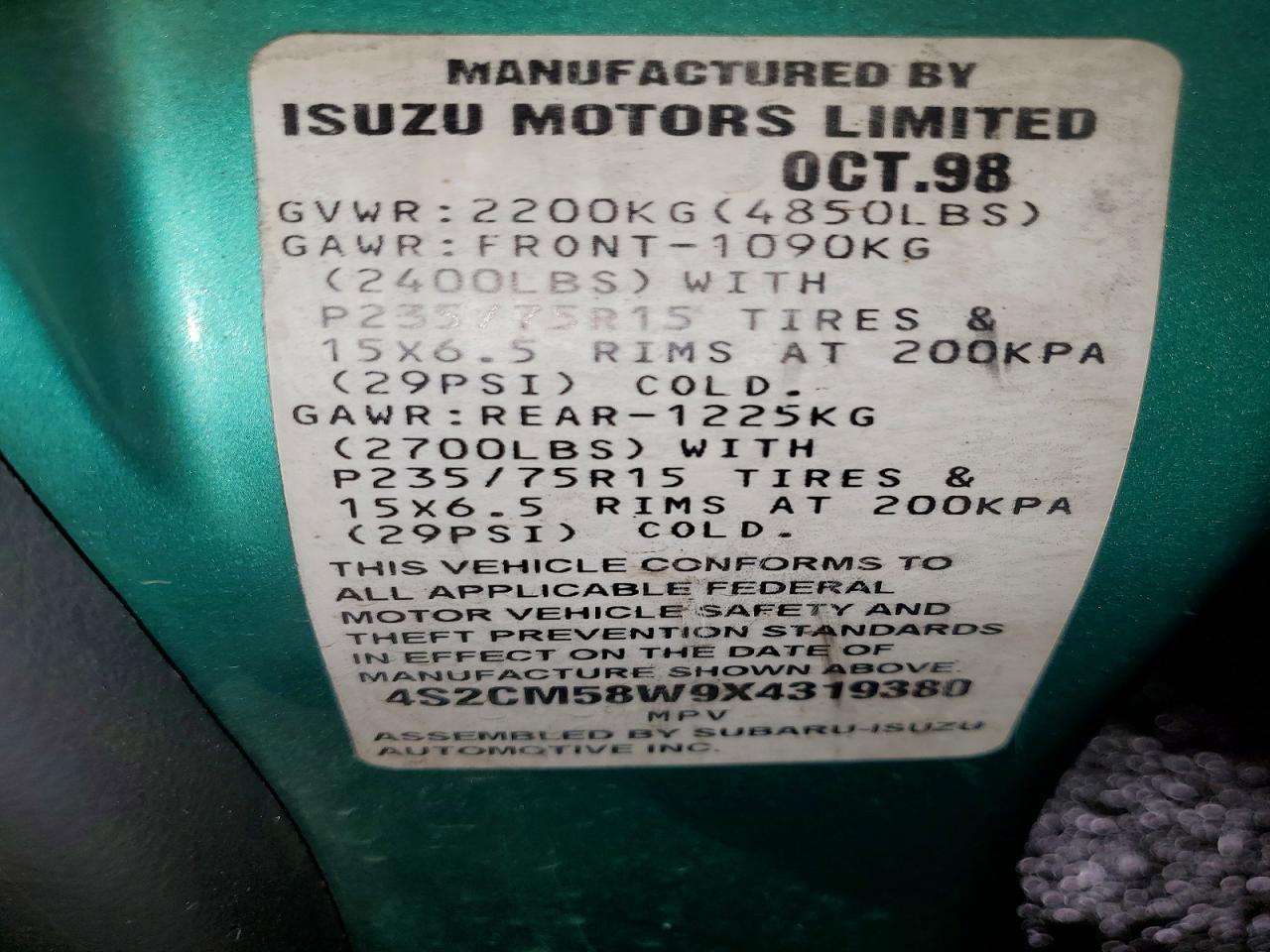 1999 Isuzu Rodeo s