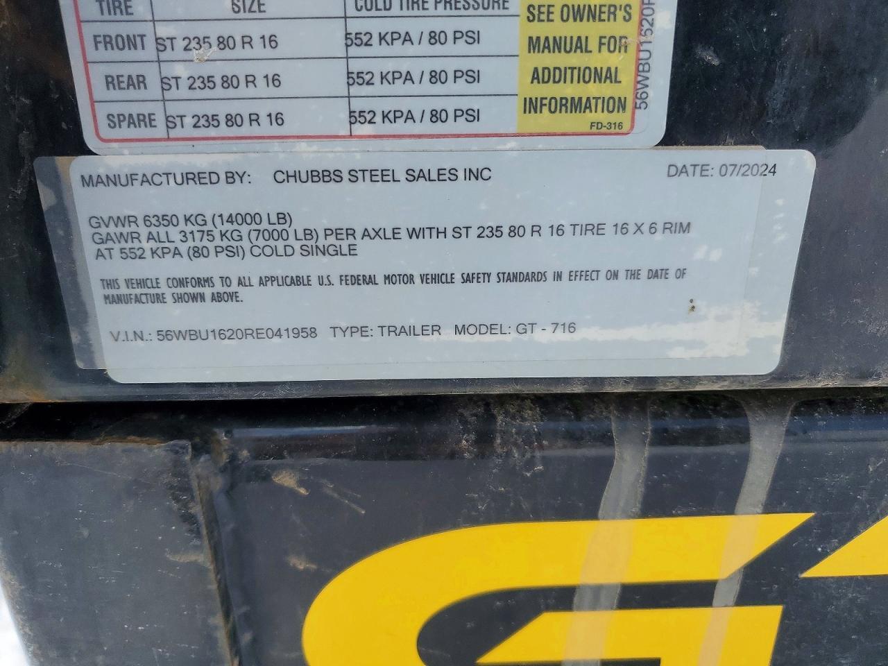 2024 Griffin GT-716 Dump Trailer