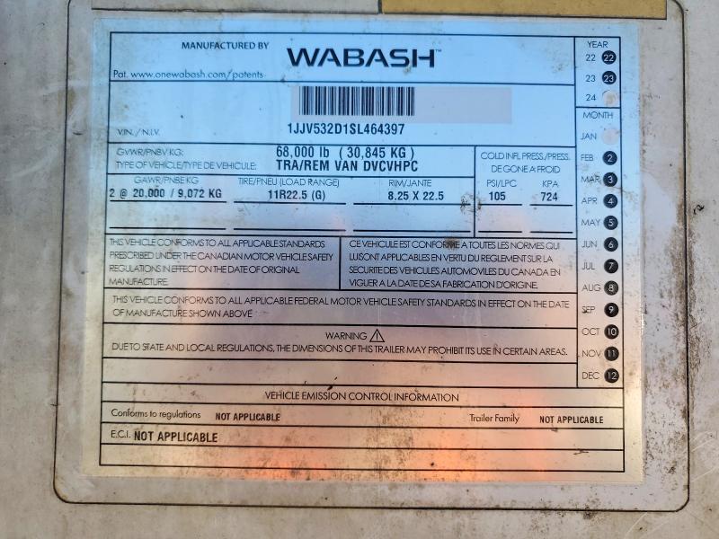 2025 Wabash Dvcvhpc DRY Van Trailer