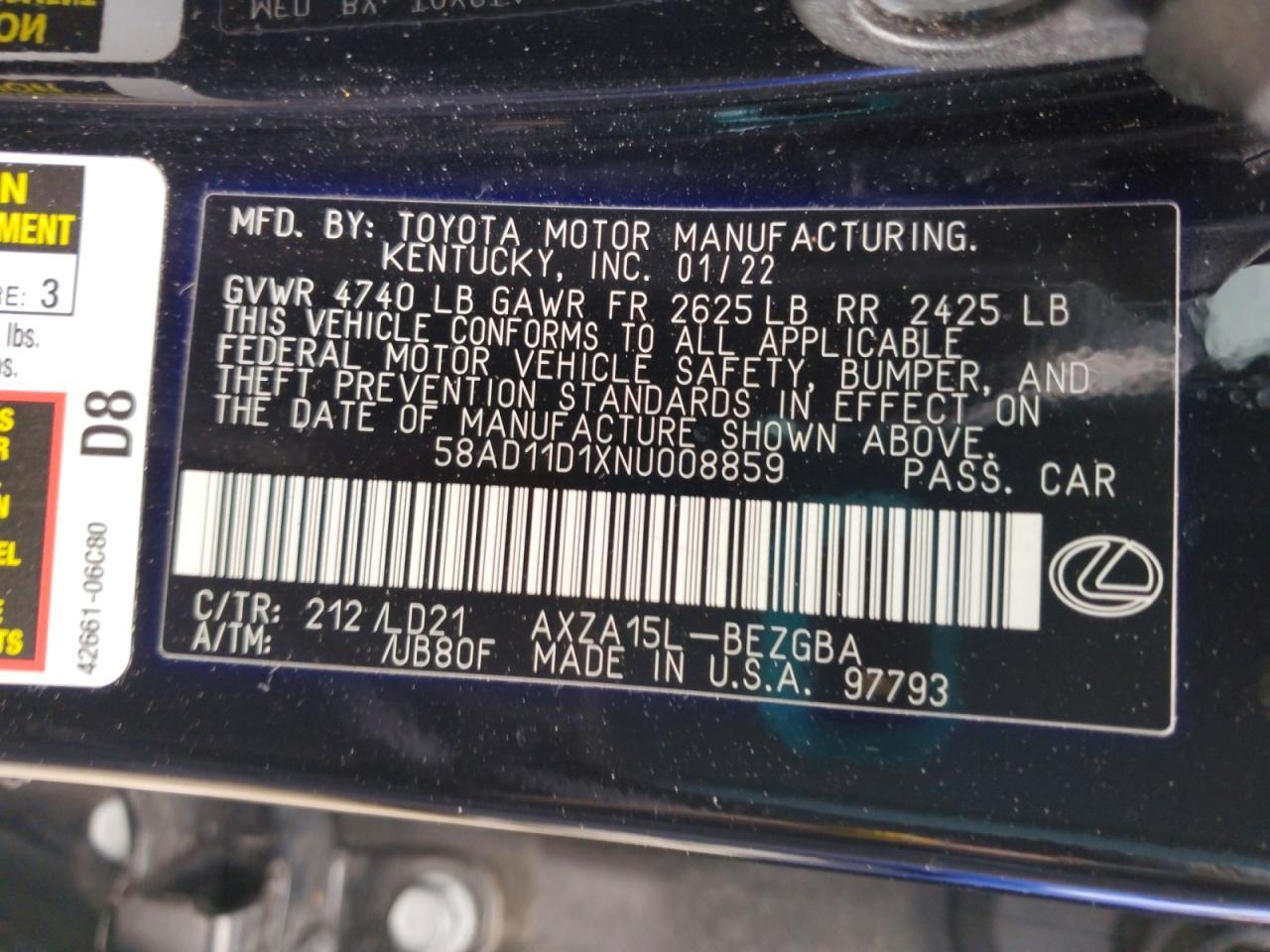 2022 Lexus Es 250 Base