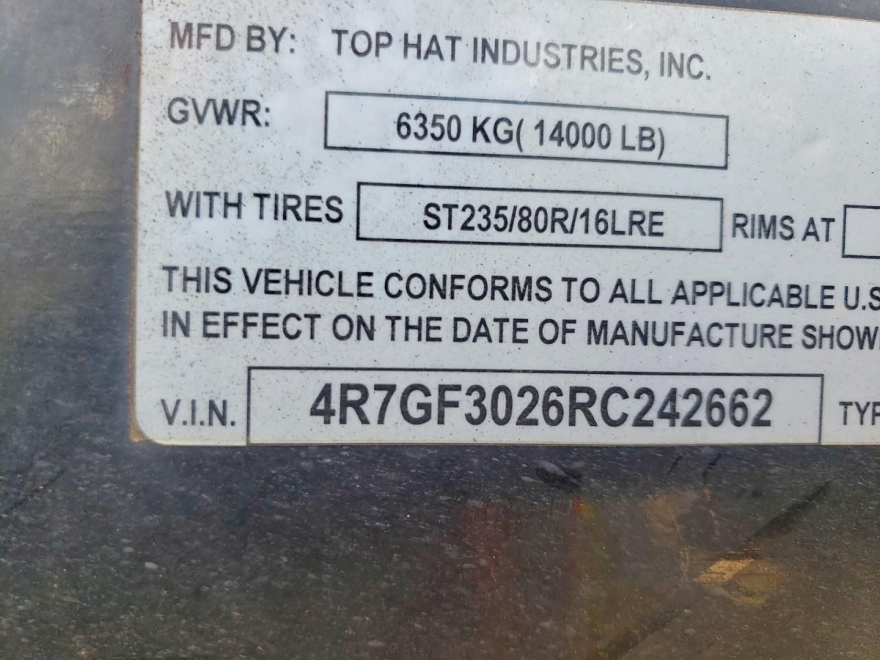 2024 Top Hat Equipment Trailer