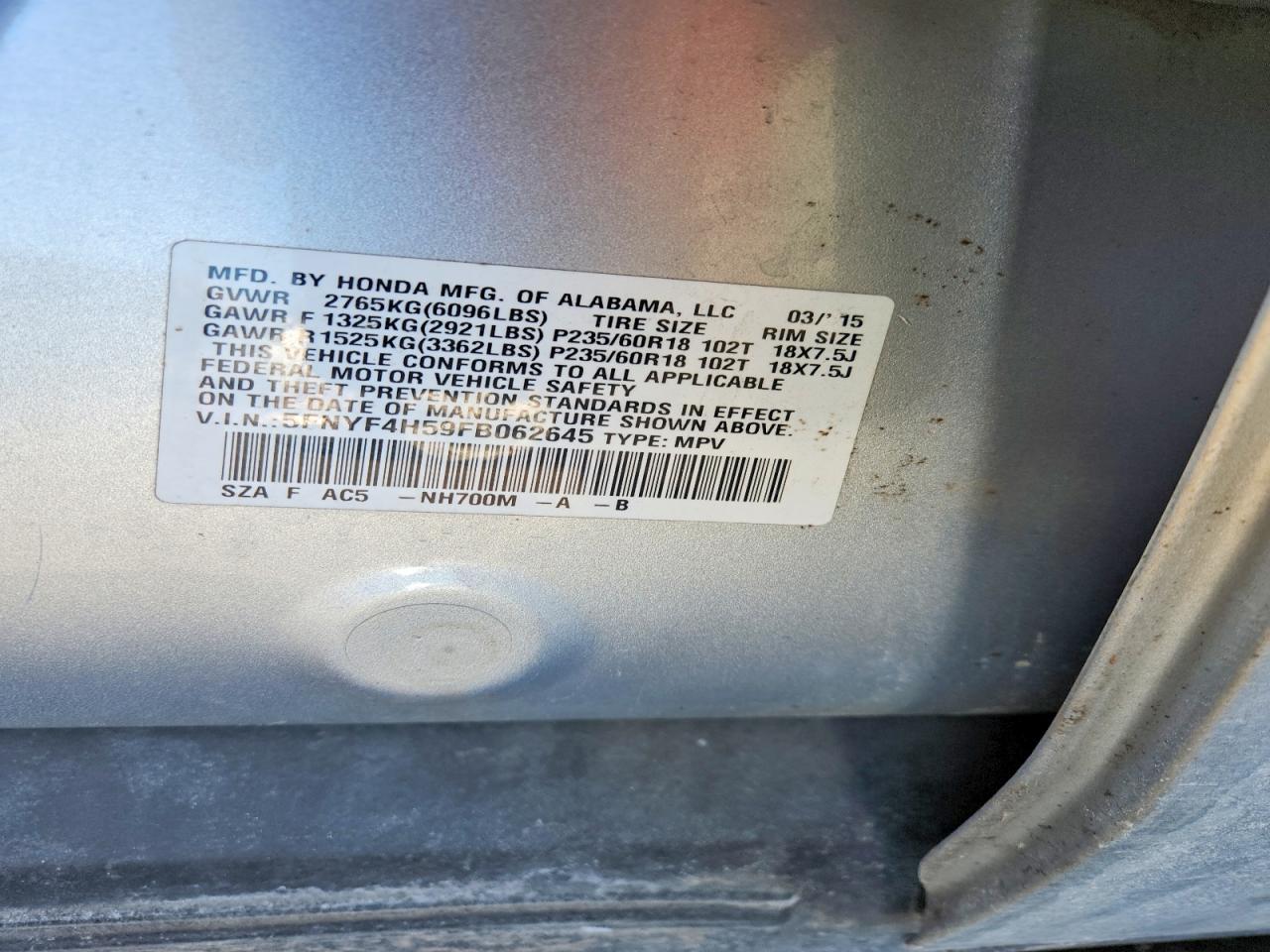 2015 Honda Pilot exl