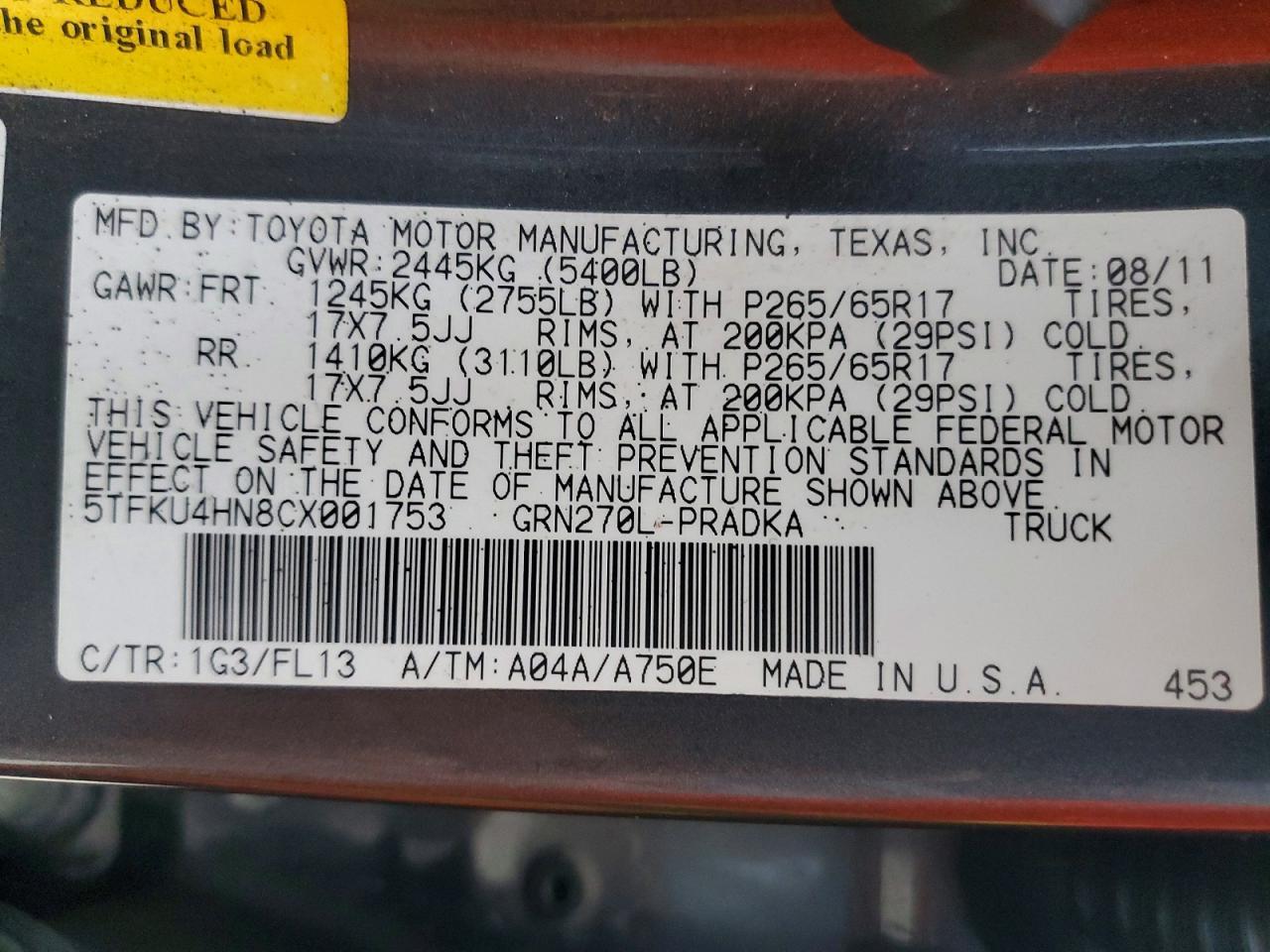 2012 Toyota Tacoma Prerunner V6