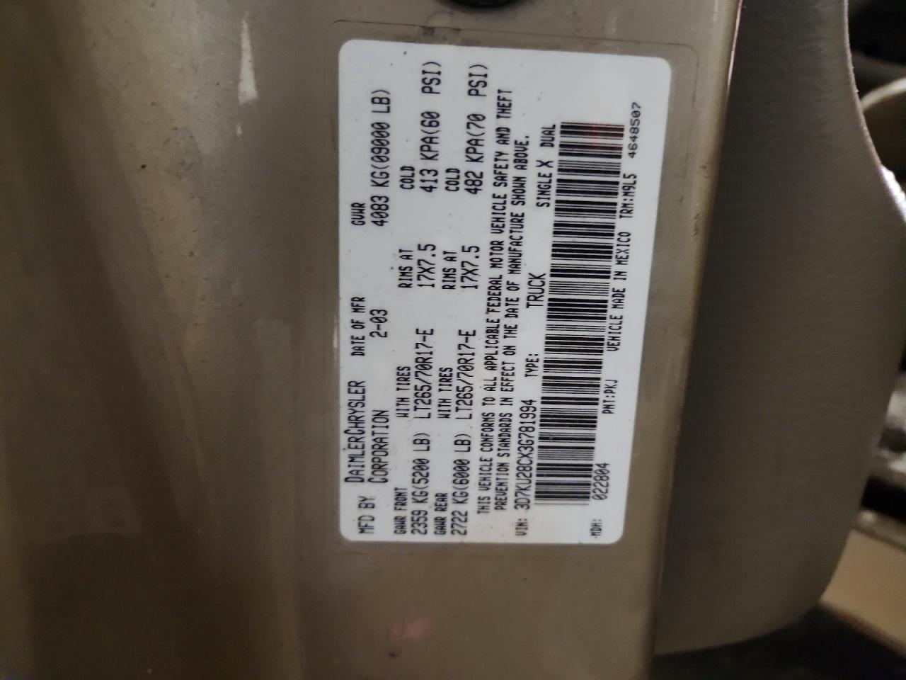2003 Dodge Ram 2500 st
