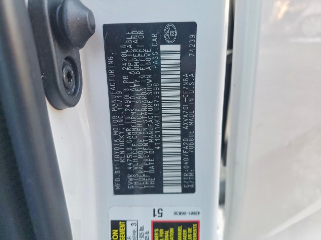 2020 Toyota Camry le