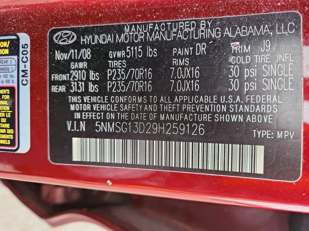 2009 Hyundai Santa fe gls