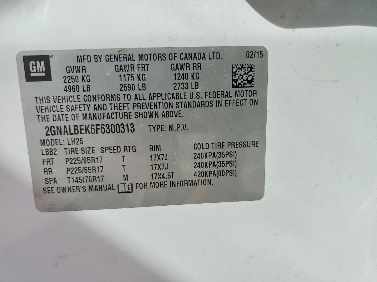 2015 Chevrolet Equinox lt