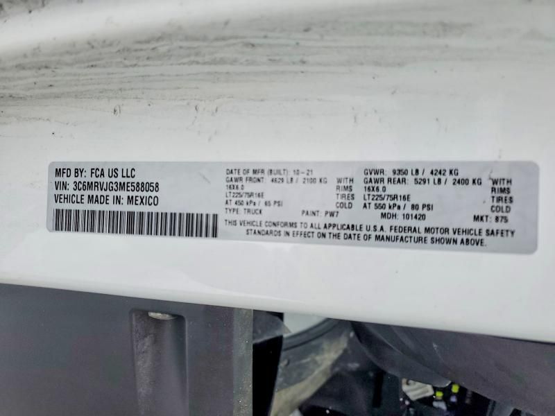 2021 Dodge Ram Promaster 3500 Utility / Service van