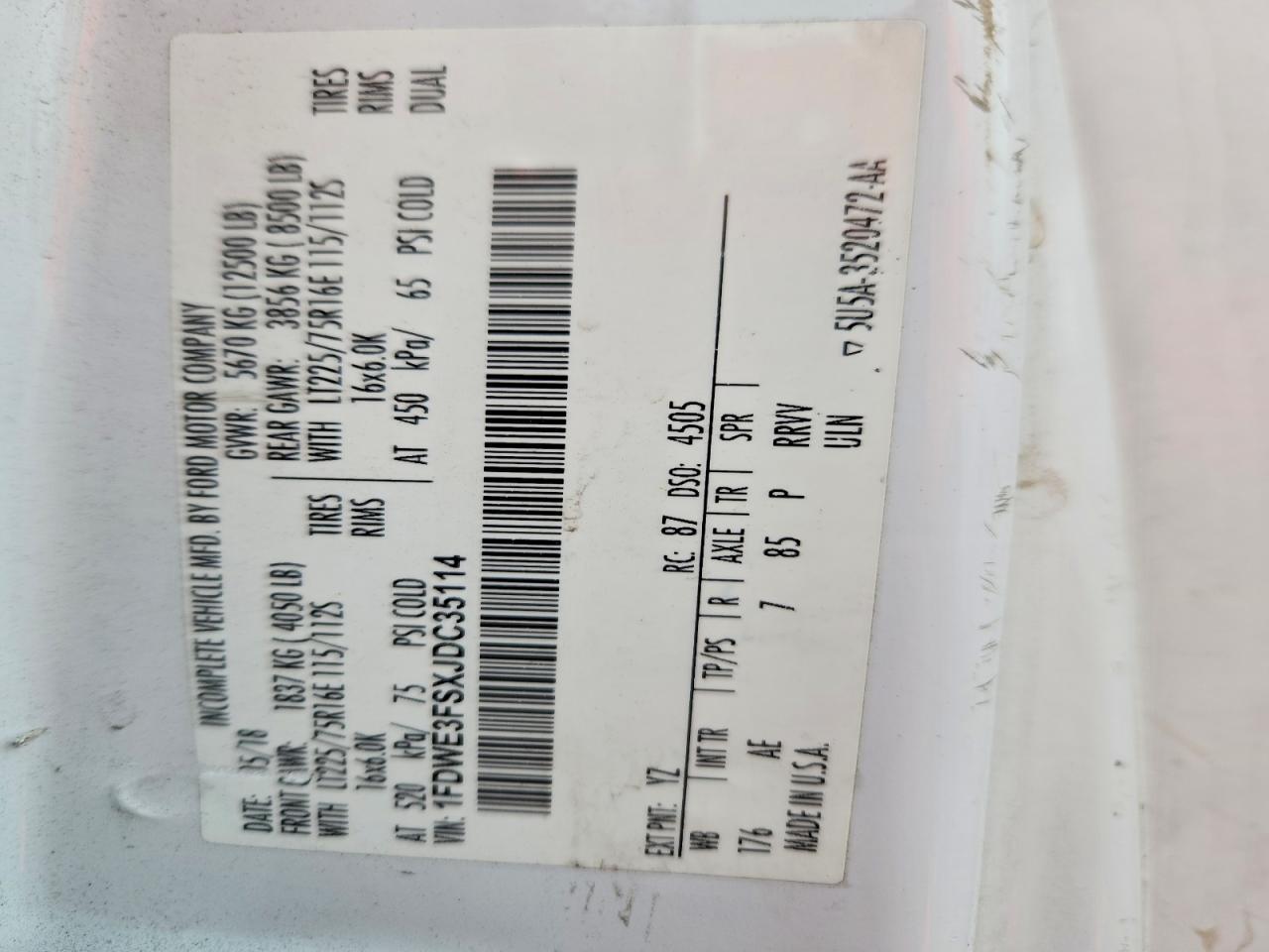 2018 Ford E350 BOX Truck