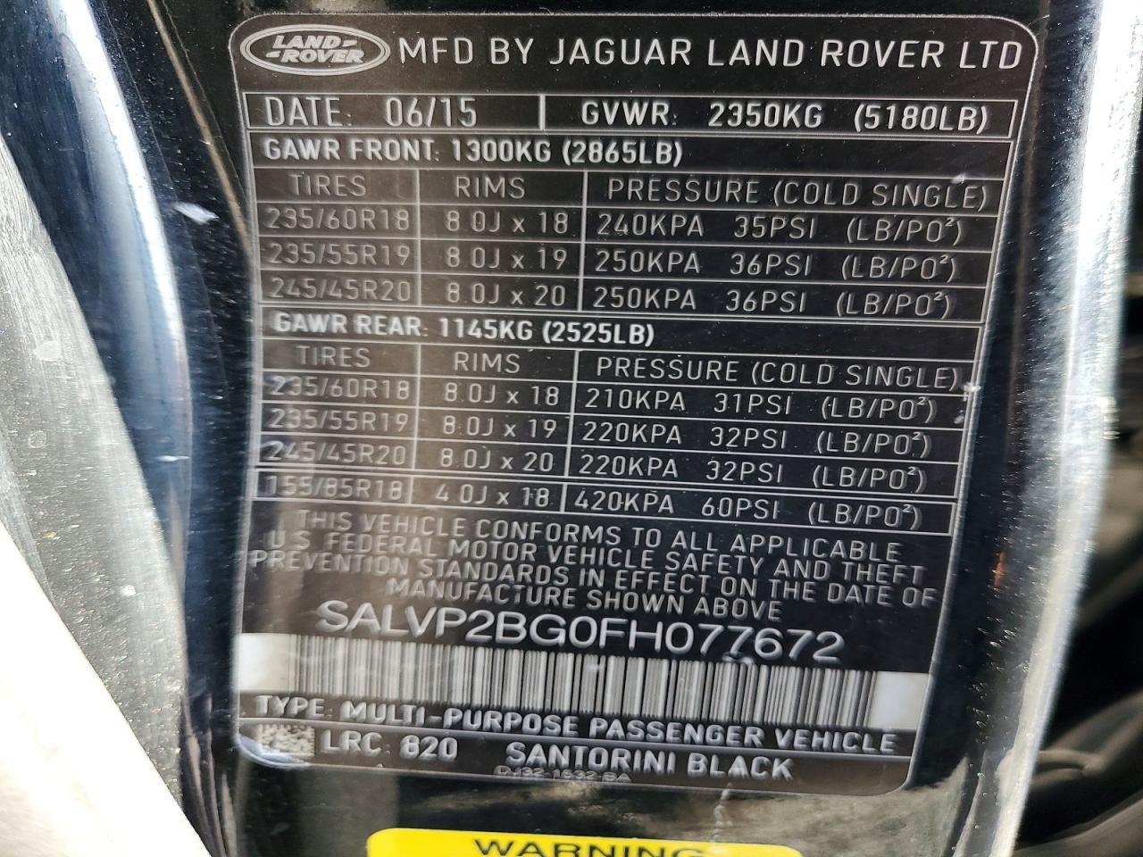 2015 Land Rover Range Rover Evoque Pure Plus