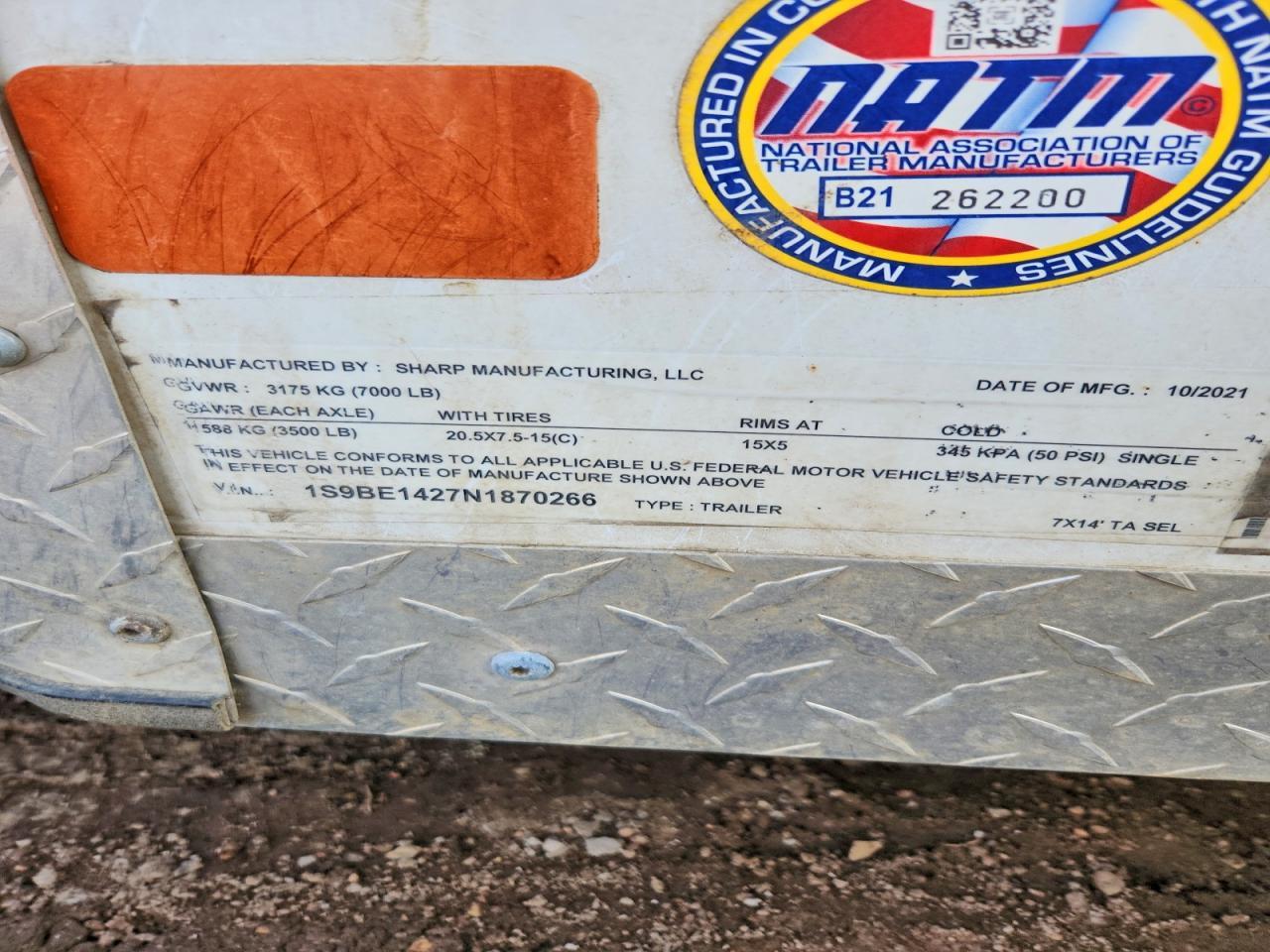 2022 Sharp Trailers 2022 Sharp 7X14'TA SEL Enclosed Cargo Trailer