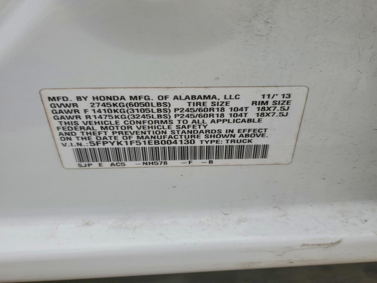 2014 Honda Ridgeline RTL