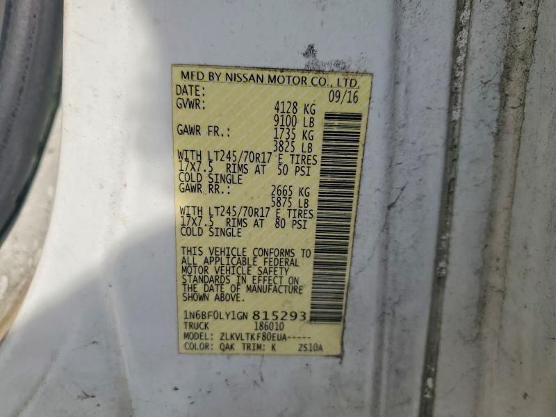 2016 Nissan Nv 2500 Utility / Service van