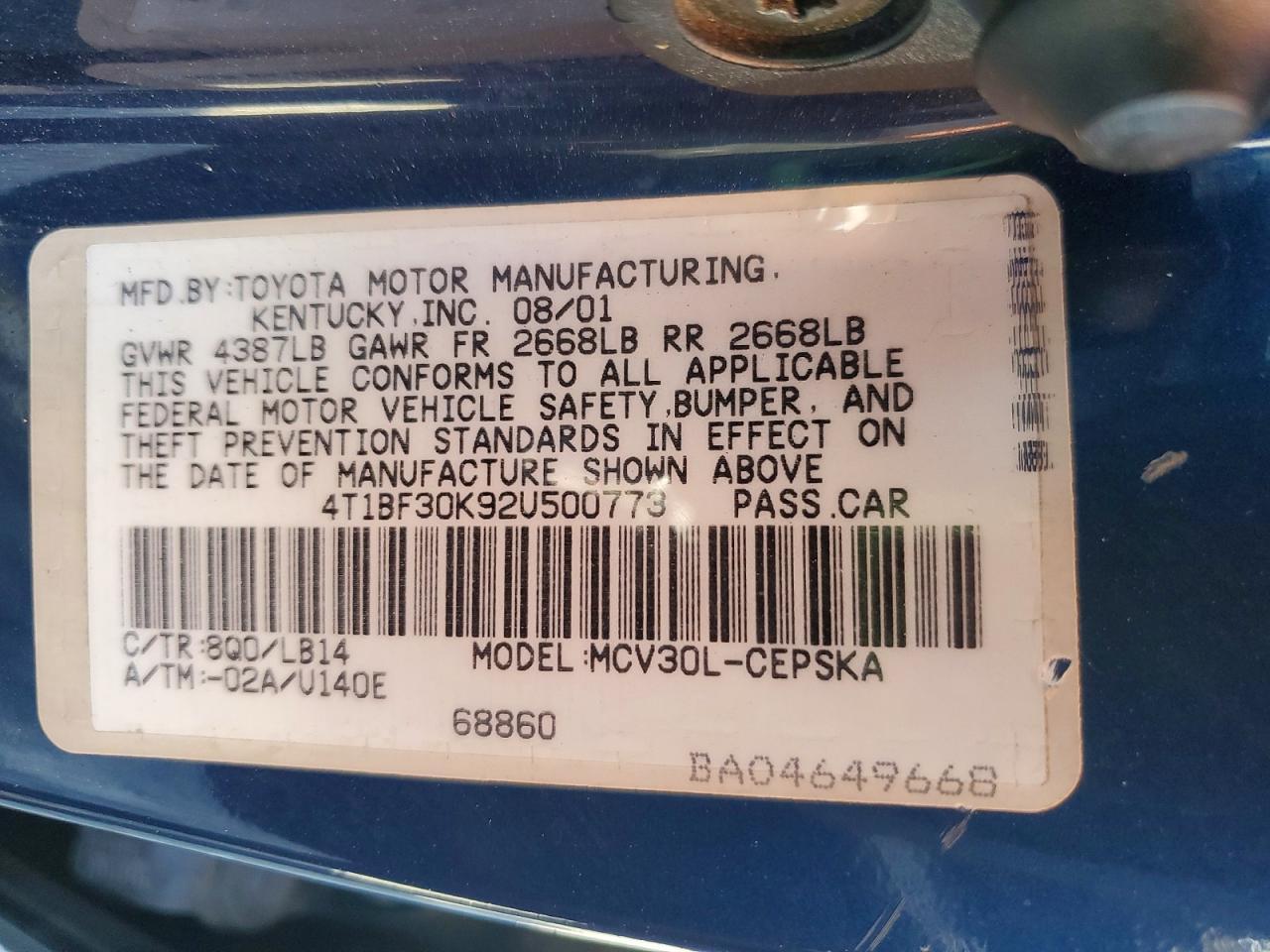 2002 Toyota Camry le