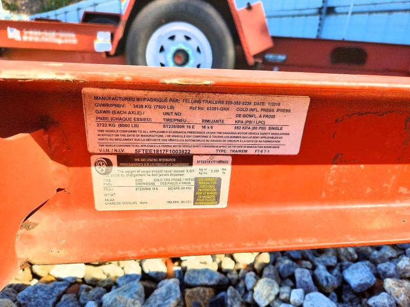 2015 Felling FT-6 T-1 Tilt Deck Equipment Trailer