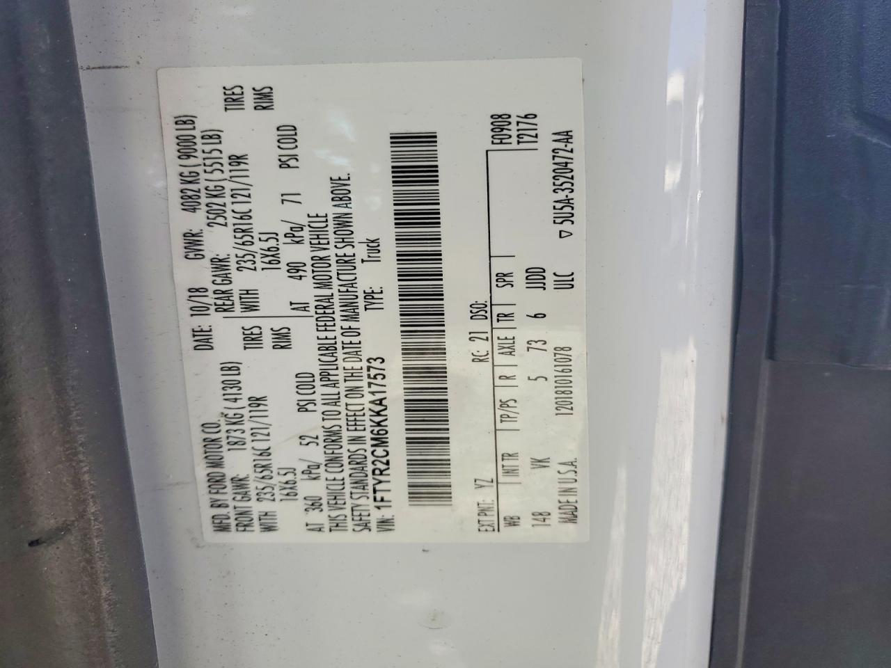 2019 Ford Transit 250 Utility / Service Van