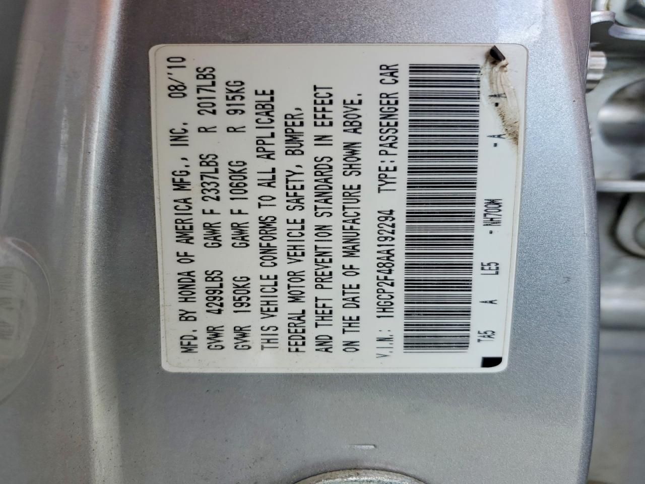 2010 Honda Accord lxp