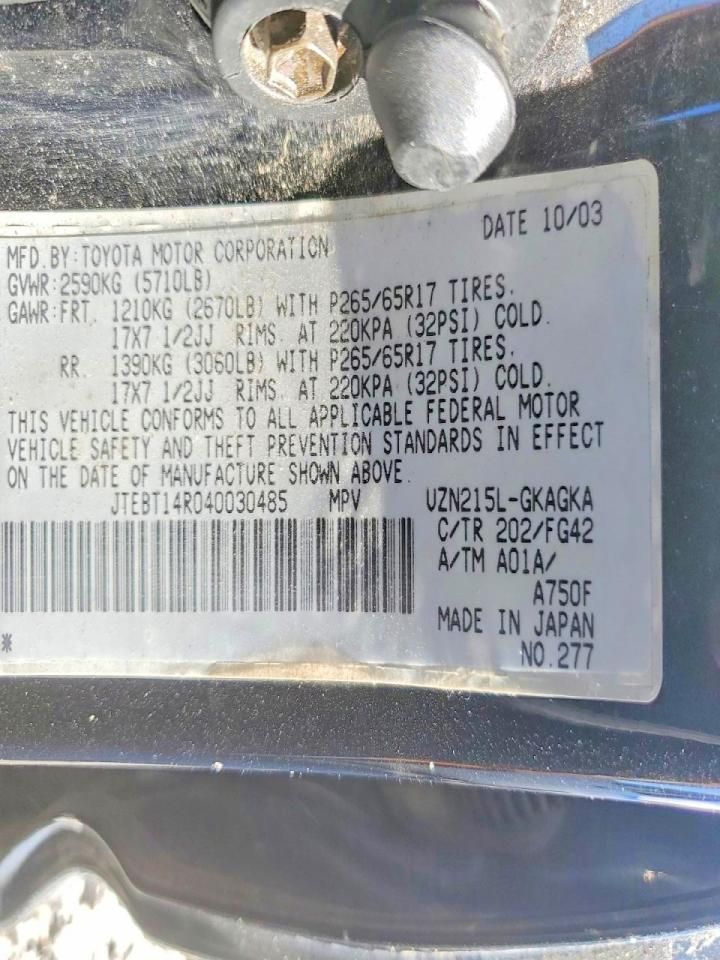 2004 Toyota 4runner SR5