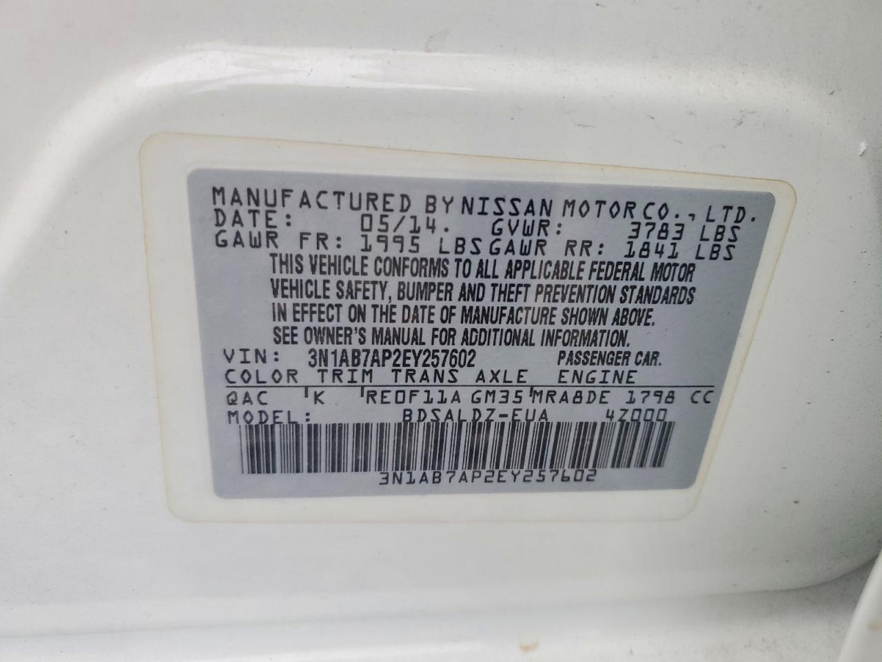 2014 Niss Sentra sv