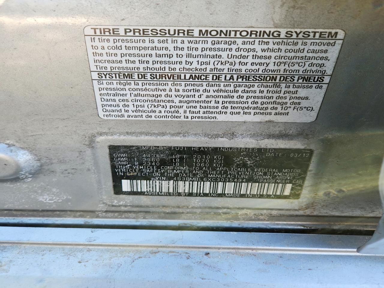 2012 Subaru Legacy 2.5i Limited