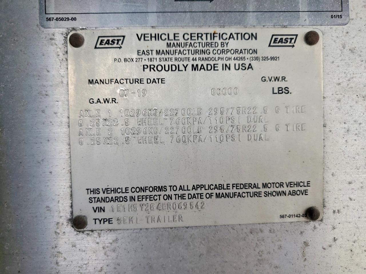 2020 East Manufacturing Trailer