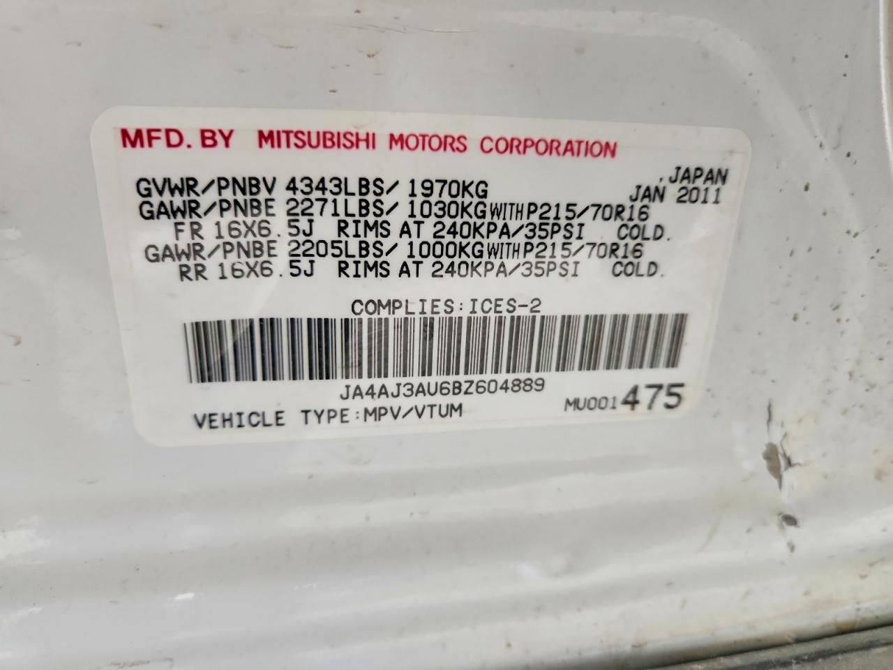 2011 Mitsubishi Rvr se