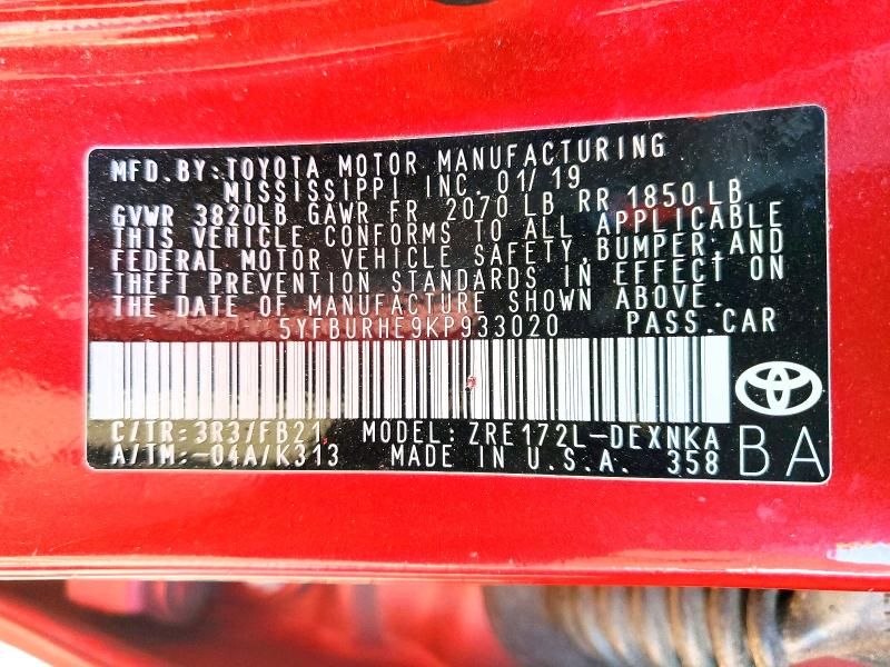 2019 Toyota Corolla l