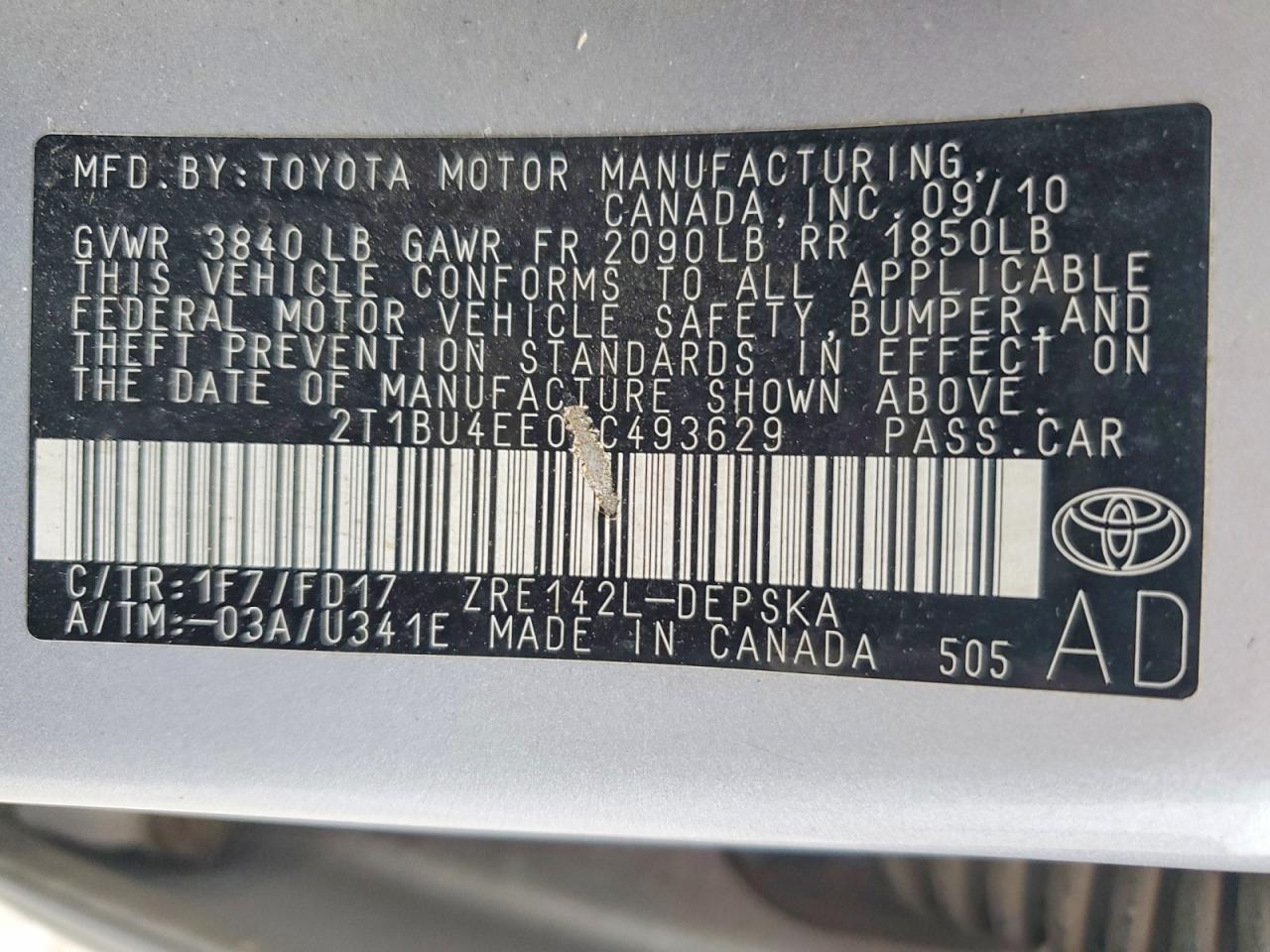2010 Toyota Corolla Base