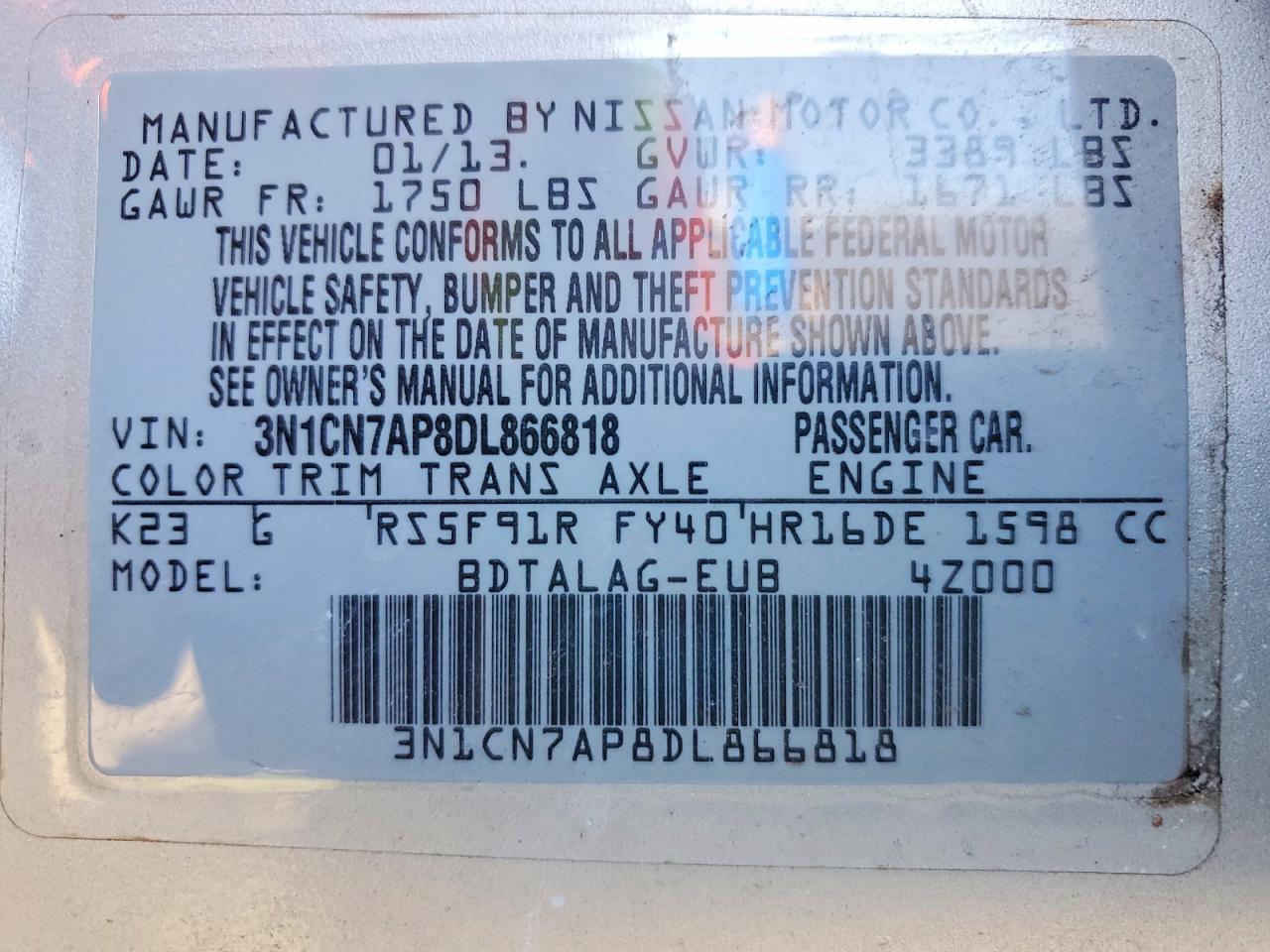 2013 Nissan Versa s