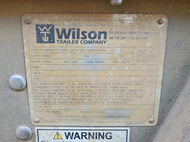 2022 Wilson DWH-650B Grain Trailer