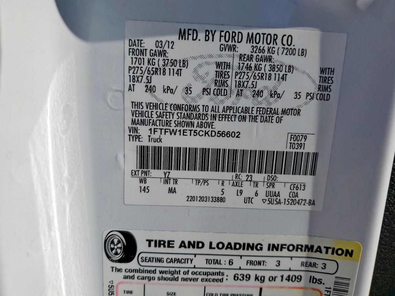 2012 Ford F150 Supercrew