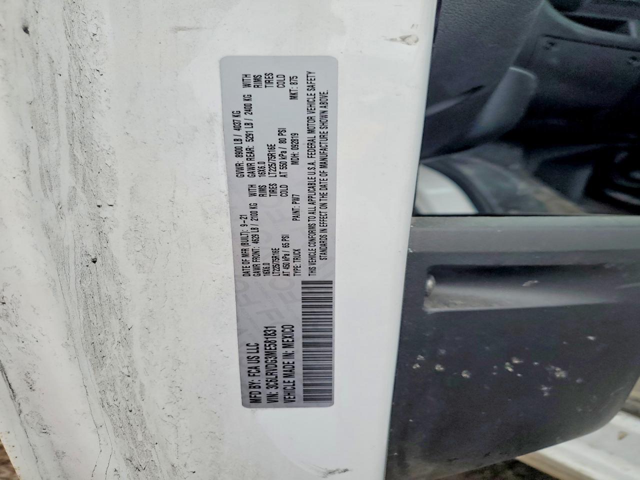 2021 Dodge RAM Promaster 2500 Utility / Service Van