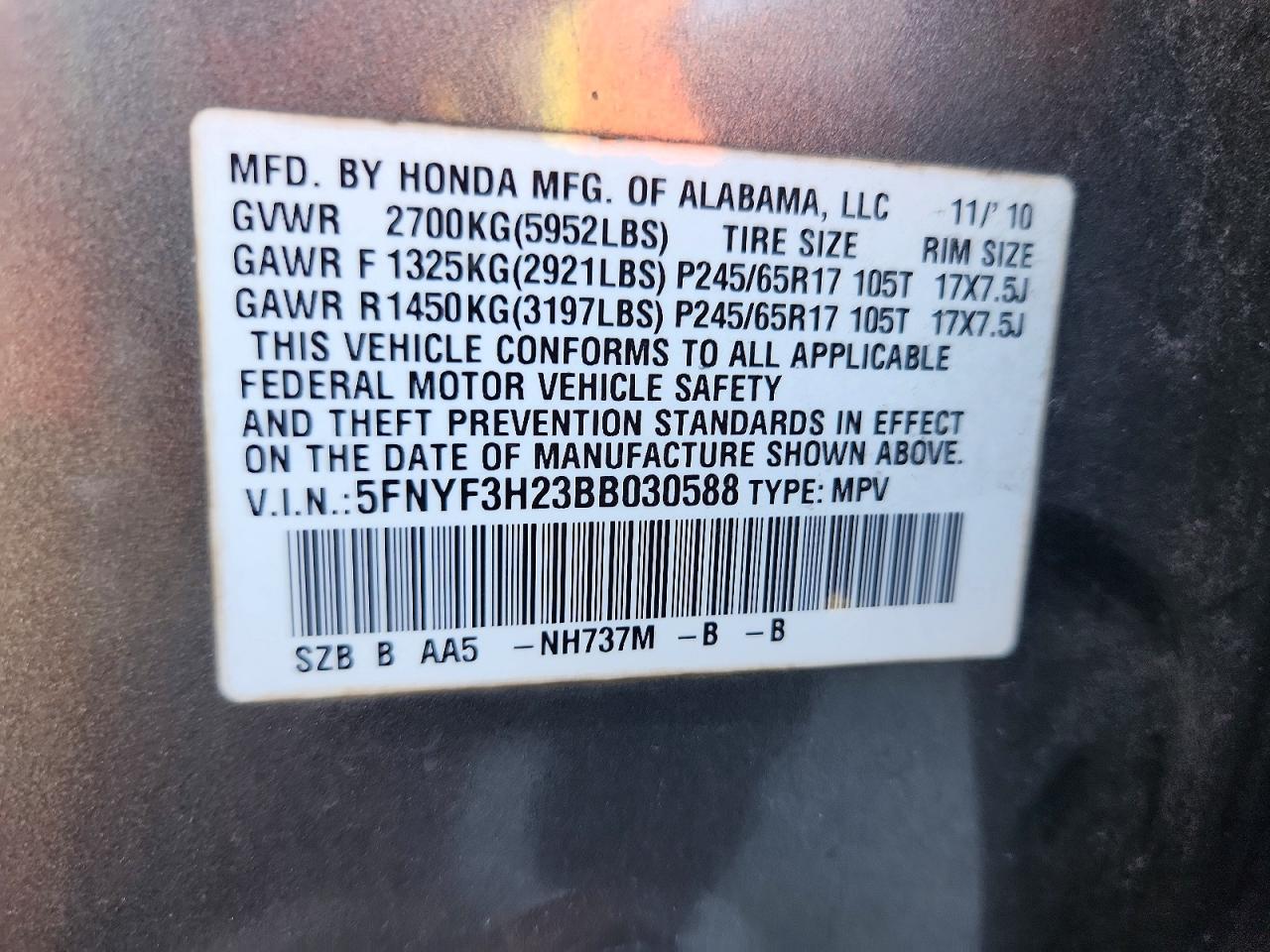 2011 Honda Pilot lx