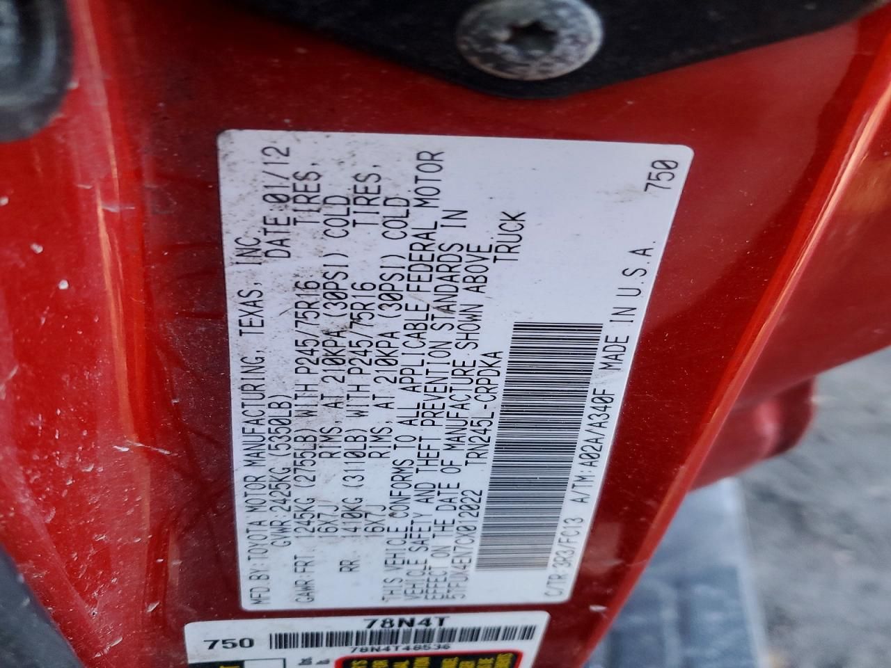 2012 Toyota Tacoma Access cab