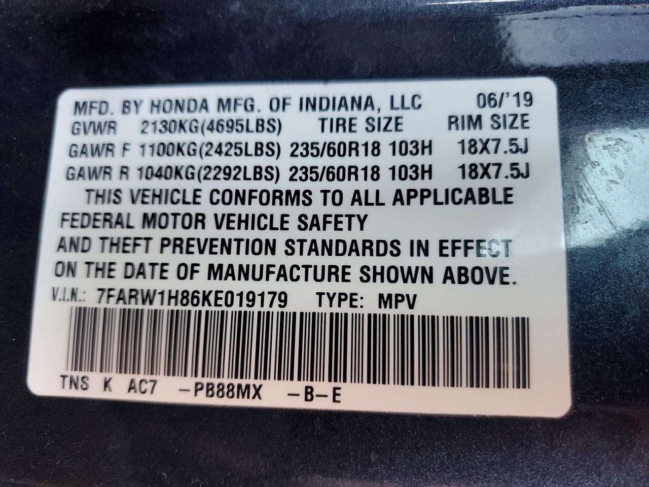 2019 Honda Cr-v exl