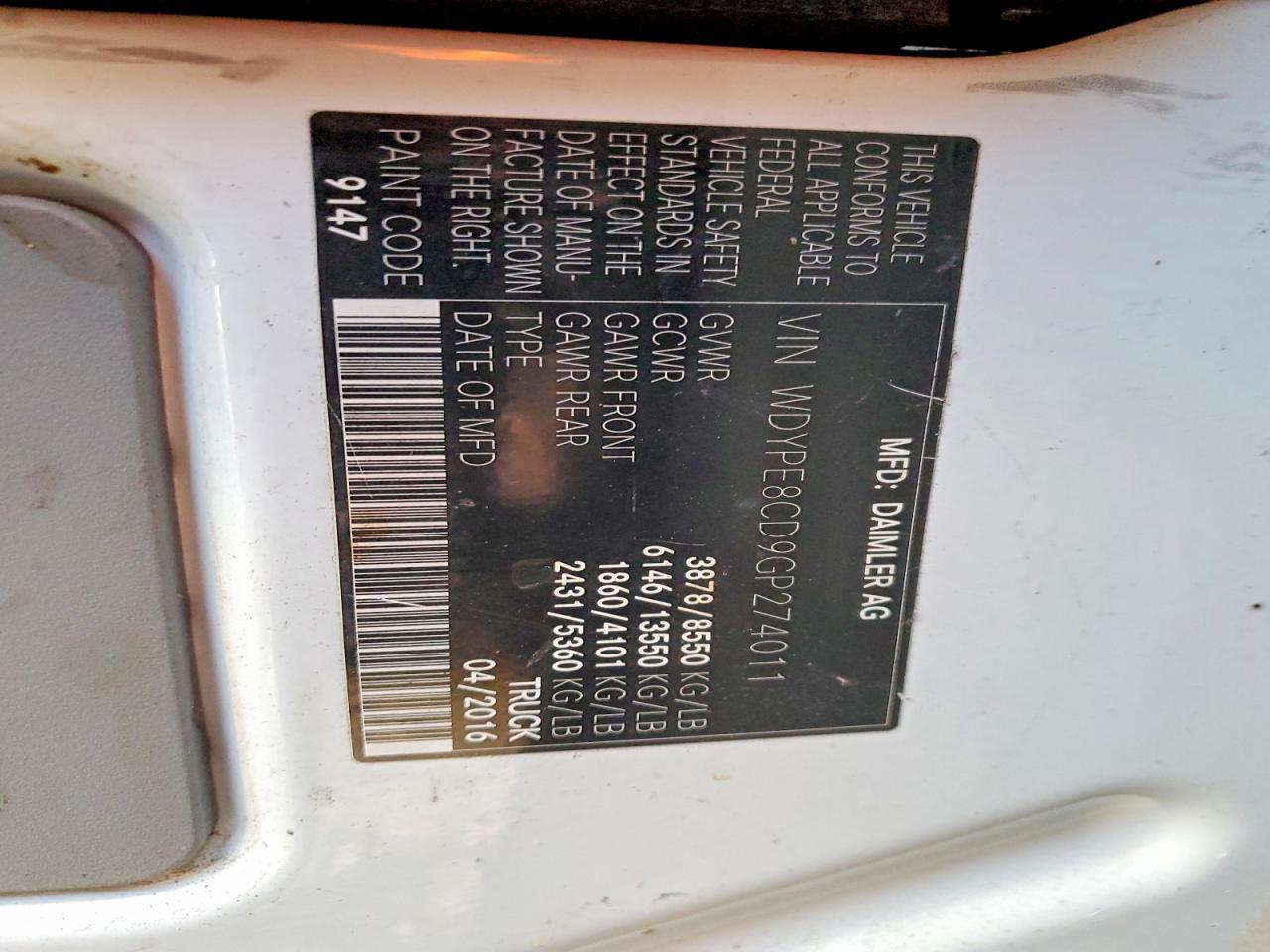 2016 Freightliner Sprinter 2500