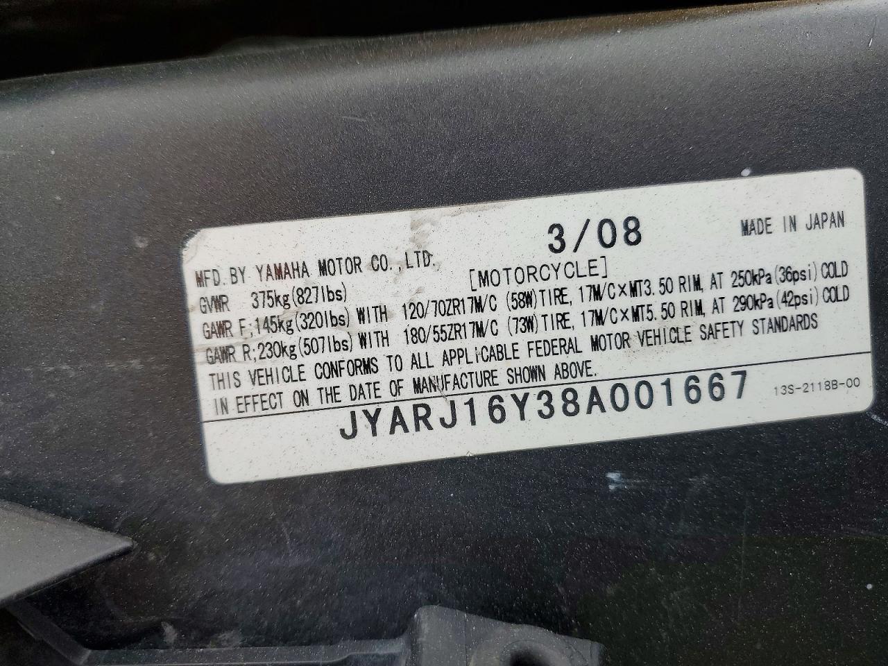 2008 Yamaha YZFR6