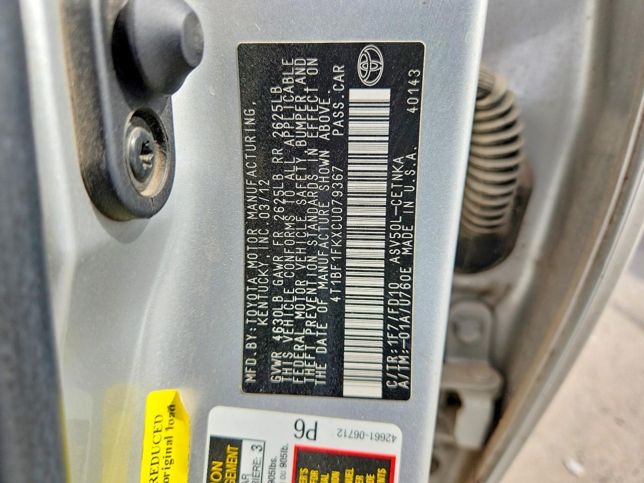 2012 Toyota Camry le