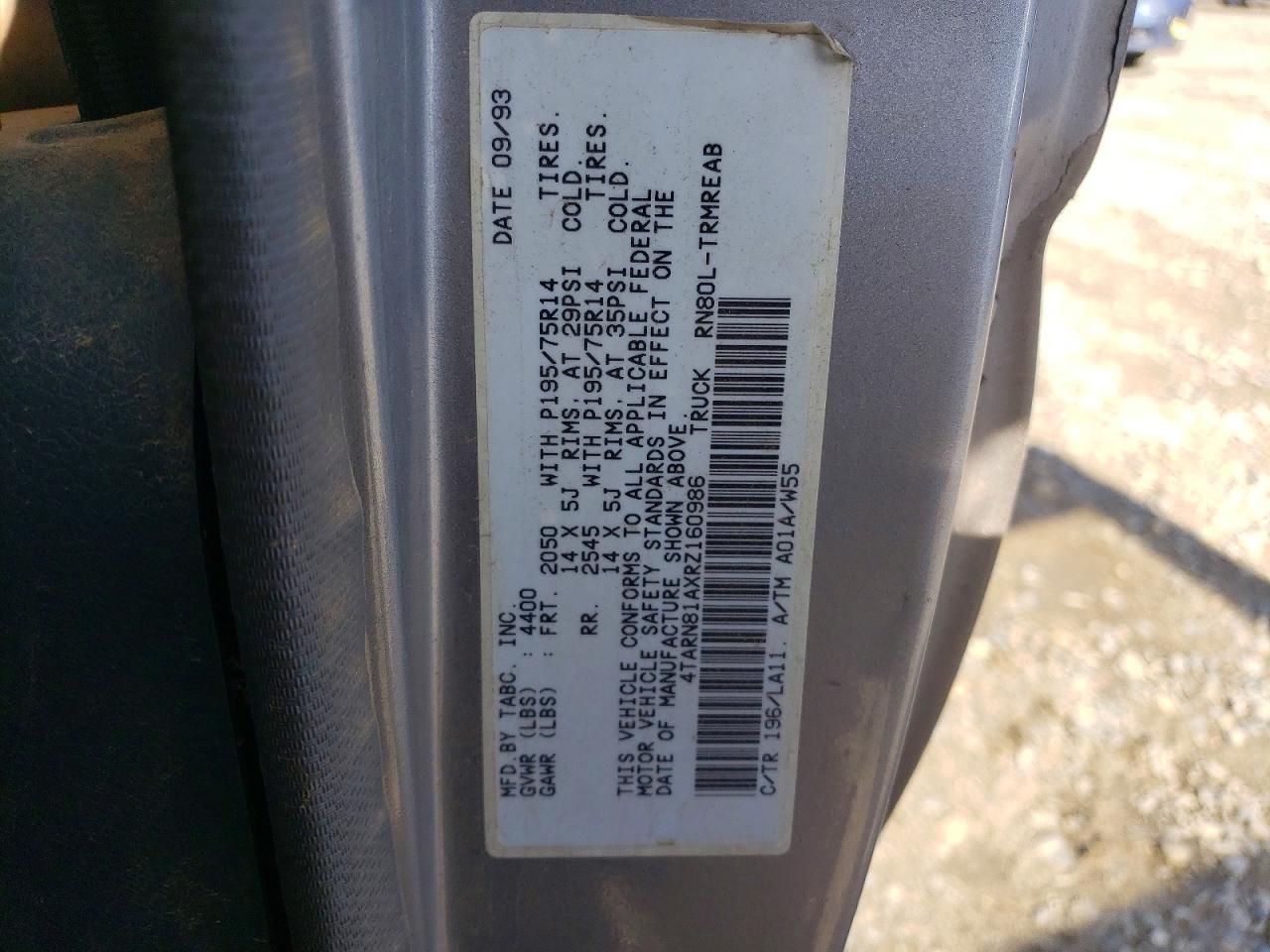 1994 Toyota Pickup 1/2 TON Short Wheelbase STB
