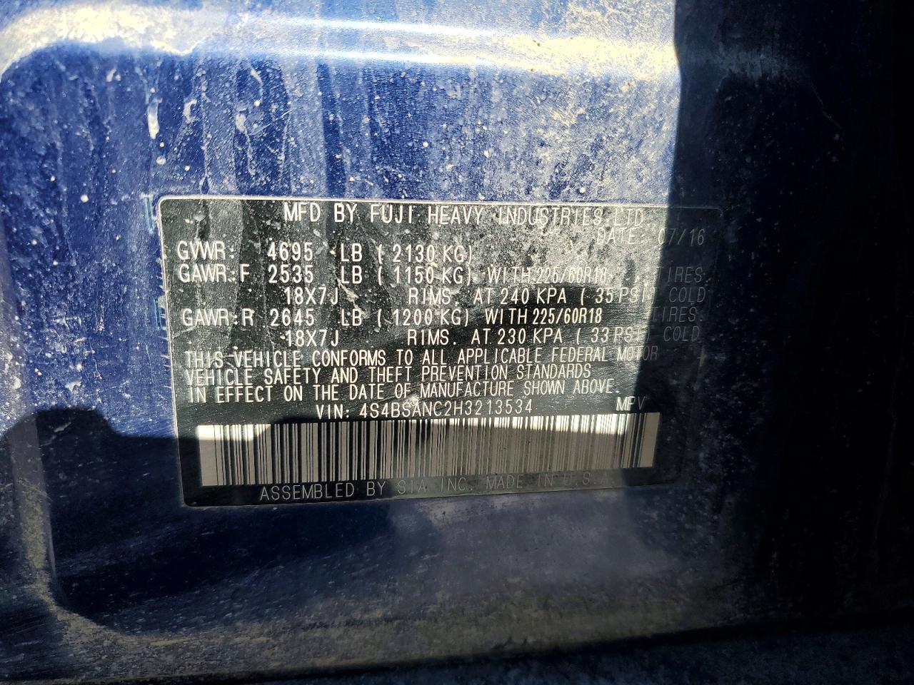 2017 Subaru Outback 2.5i Limited