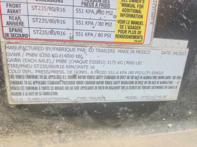 2023 ED LPT8316274S-BP Dump Trailer