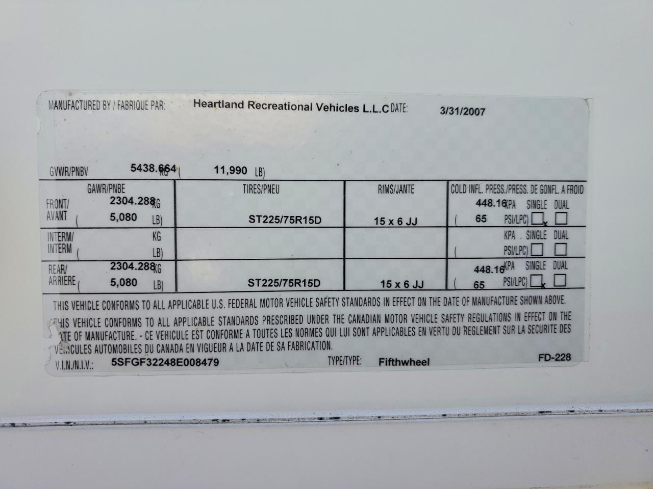 2008 Hartland 2008 Heartland Sandance Camper