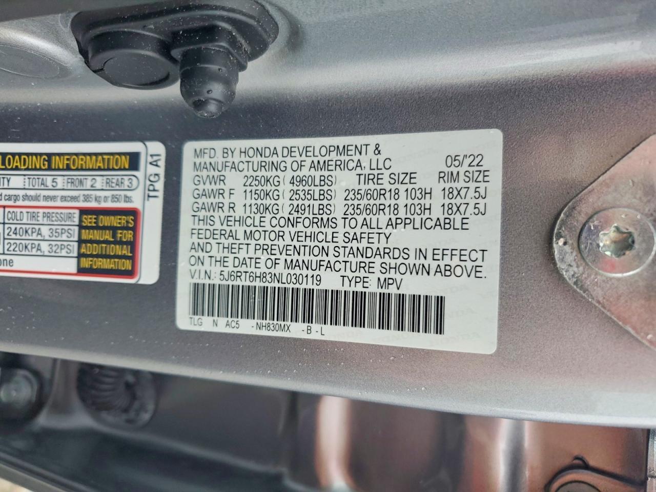 2022 Honda Cr-v exl