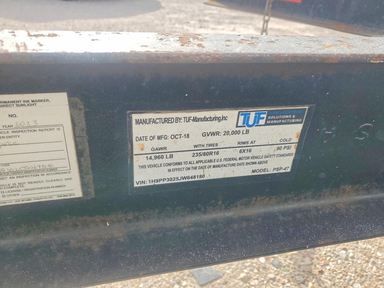 2018 Unknown 2018 TUF-MANUFACTURING PSP-47 Pole Trailer