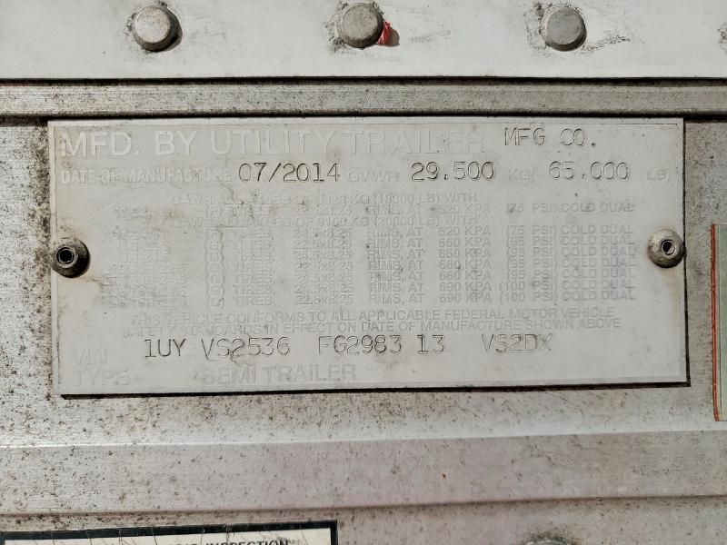 2015 Utility VS2DX DRY Van Trailer