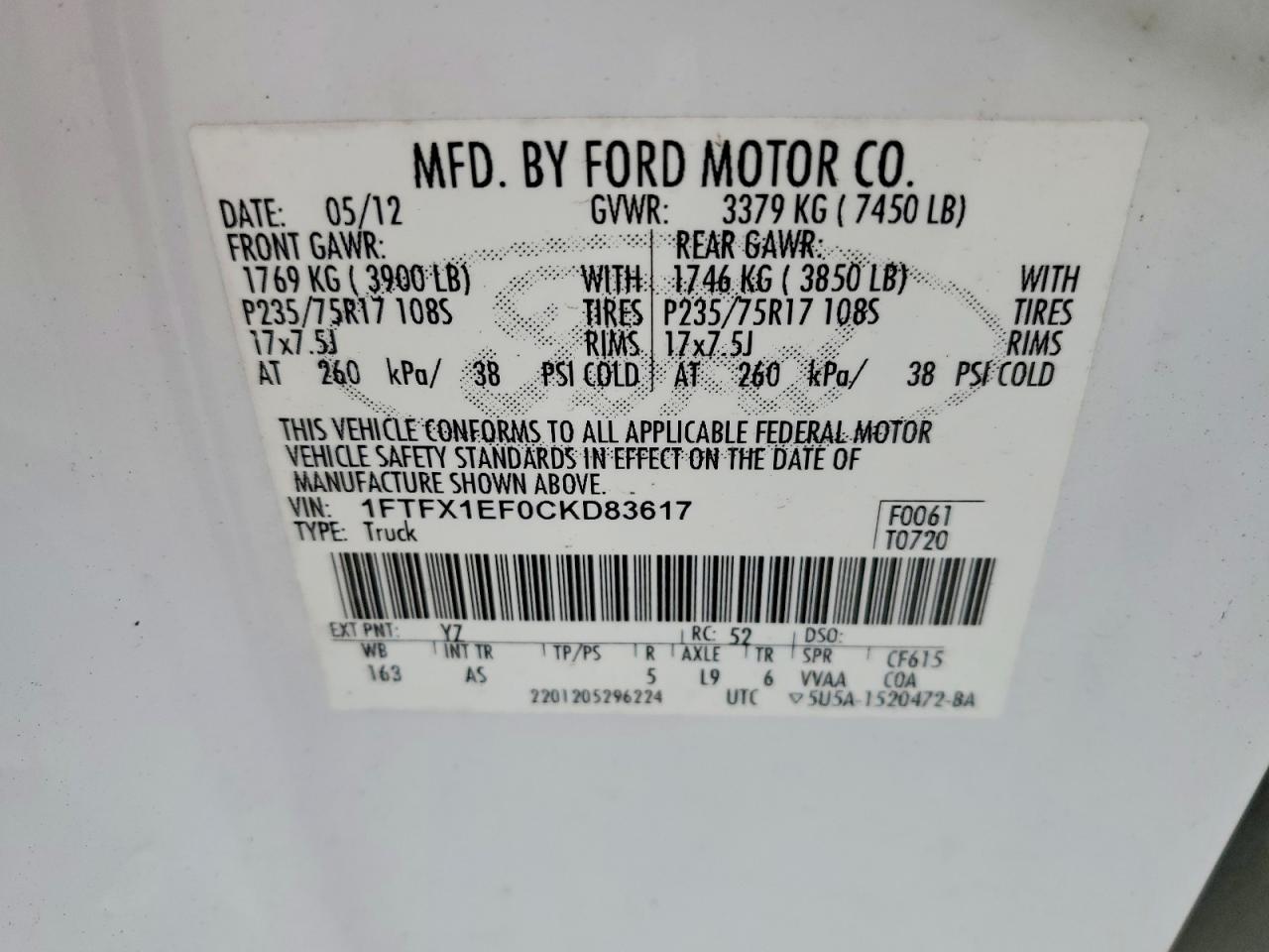 2012 Ford F150 Super Cab