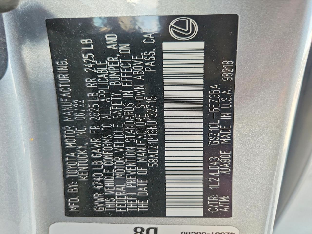 2022 Lexus Es 350 Base