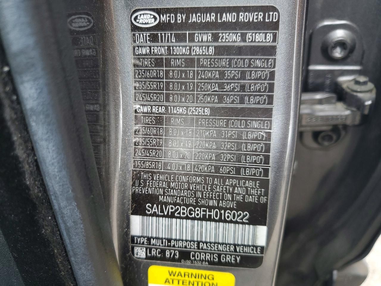 2015 Land Rover Range Rover Evoque Pure Plus