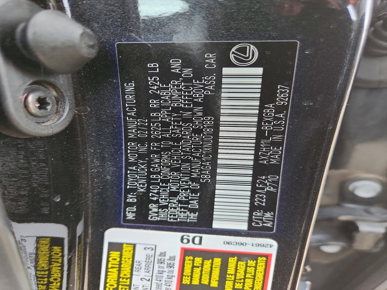 2022 Lexus Es 300h Base