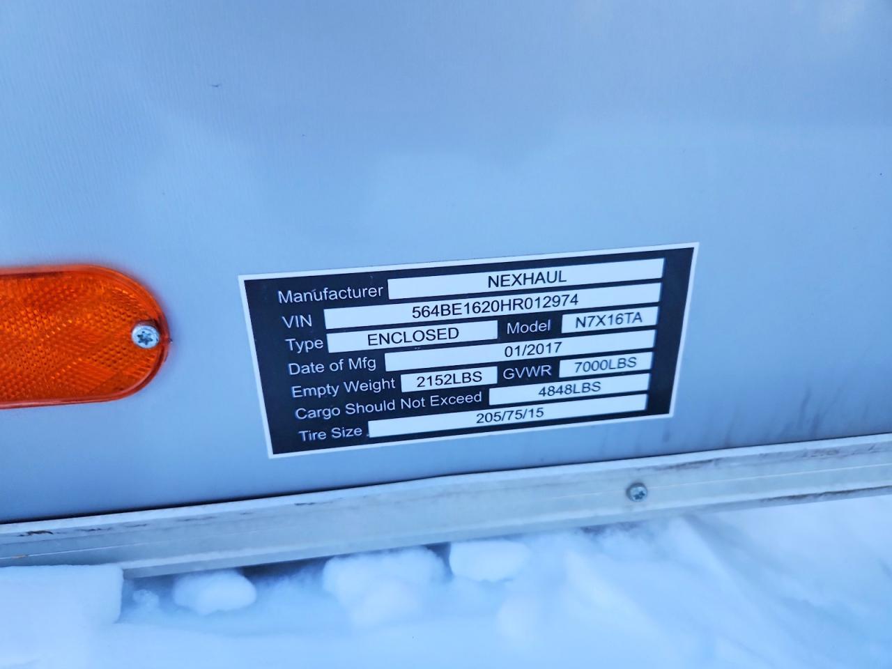 2026 Nexhaul N7X16TA Enclosed Cargo Trailer